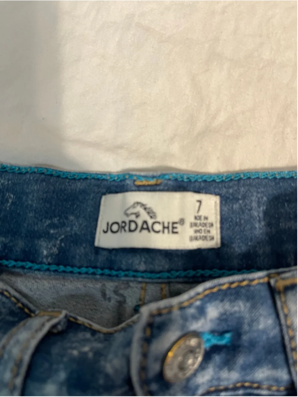 Girls Jordache Denim Shorts Size 7 Blue Acid Wash Star Print